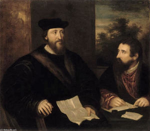 Cardinal français Georges d`Armagnac et son secrétaire G. Philandrier