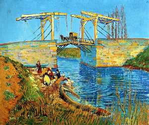 Il ponte di Langlois a Arles con donne che lavano
