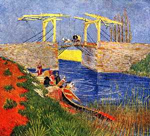 Il ponte di Langlois a Arles con donne che lavano