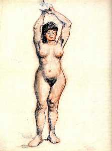 立っている 女性 裸体 見た  から  ザー  フロント