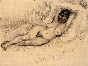 estudiar para reclinando  femenino  desnuda