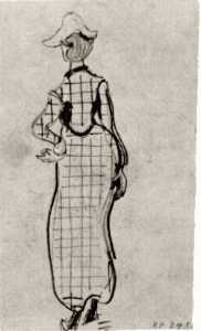 Lady with Checked Dress and Hat