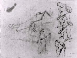Sketches of a Cottage and Figures
