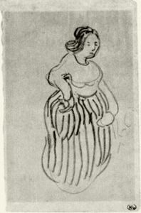 Woman with Striped Skirt
