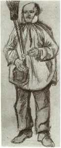 Orphelin Homme , Portant un Chemisier , avec broom et le tuyau