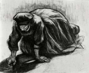 Peasant Woman, Kneeling, Possibly Digging Up Carrots