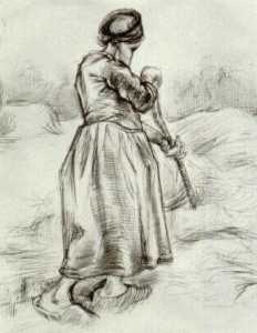 Peasant Woman, Tossing Hay, Seen from the Back