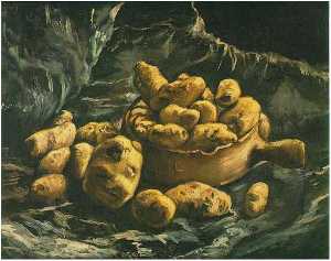 Still life with an Earthern bowl and potatoes