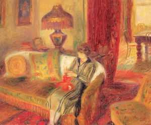 Die Frau des Künstlers Knitting