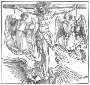 Cristo en la cruz con tres ángeles (detalle)