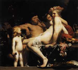 bacchus avec nymphes et  Cupidon