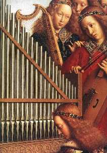 Гентский алтарь Ангелы  игровое  музыке  фрагмент