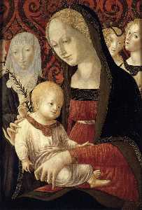 madonna col bambino con san Catherine e angeli