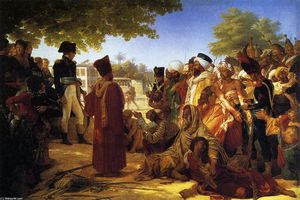 Napoleón Pardoning los rebeldes en El Cairo
