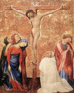 christus auf dem kreuz mit  Ein  Kartäuser  mönch