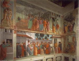 Frescoes in the Cappella Brancacci (left view)