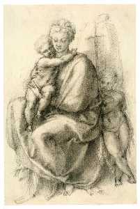 Madonna and Child with the Infant St John (recto)