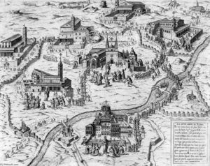 Sept pèlerins visitant les Eglises de Rome durant l Année Sainte 1575