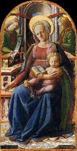 Мадонна с Младенцем на троне с  два  Ангелы