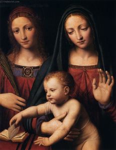 Madonna and Child with Sts Catherine and Barbara (detail)