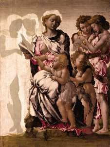 virgen y el niño con san John y ángeles