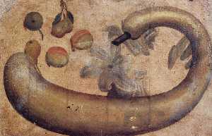 Still-Life of Squash, Lilies, Peaches, and Pears