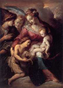 дева и ребенок с младенческая иоанн предтеча и дежурный Ангелы