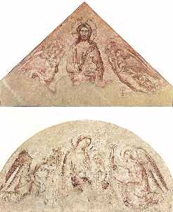 Saviour Blessing (tympanum) and Madonna of Humility (lunette)