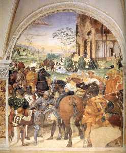 vita di san Benedetto , Scena 30 : Benedetto Predice la distruzione di Montecassino