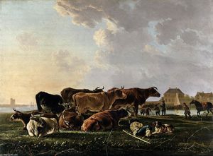 Пейзаж с крупного рогатого скота