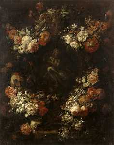 Apolo el kithara Jugador Enmarcado con un guirnalda de flores