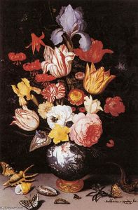 Flower Still-Life with Shell and Insects