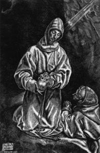 St François et frère Léon méditant sur la mort