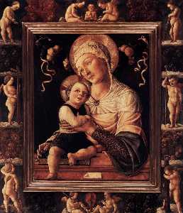 Мадонна с младенцем в  Окрашенные  рамка
