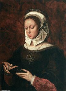Young Mujer en Oración Reading un Libro of Horas