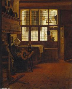 Interior with a Woman at a Spinning Wheel