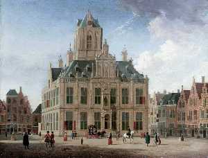 Delft: A View of the Town Hall Seen from the Grote Markt
