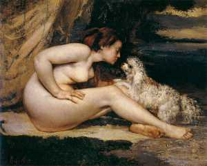 裸体 女性 与  狗