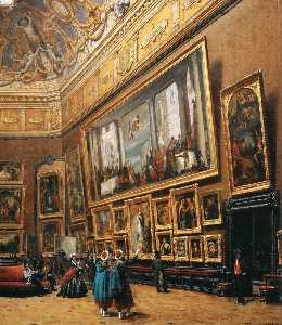 View of the Grand Salon Carré in the Louvre (detail)