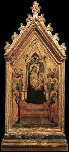Madonna col Bambino in trono con  angeli  e le  santi