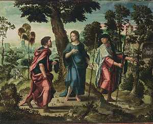 Christus und sein Schüler auf ihrem Weg zu Emmaus