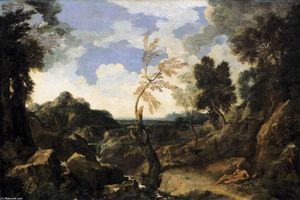 paisagem com primeiro Jerome e o Leão