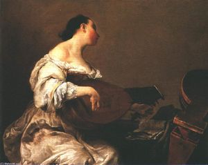 Femme jouant du luth