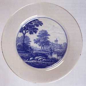 Dish with a landscape