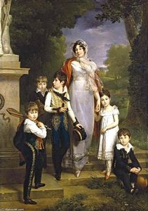 Portrait de Maréchale Lannes, duchesse de Montebello avec ses enfants