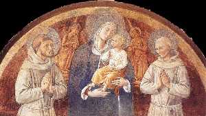 madonna y niño entre st Francis y san Bernardo de siena
