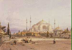 Vista di santa sofia a costantinopoli