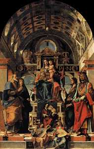 Madonna und Kind inthronisiert mit  die heiligen