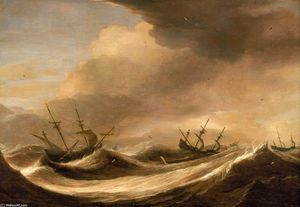 Корабли в бурное море запуск перед a шторм