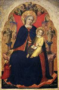 Madonna y el Niño asícomo  Un  devoto